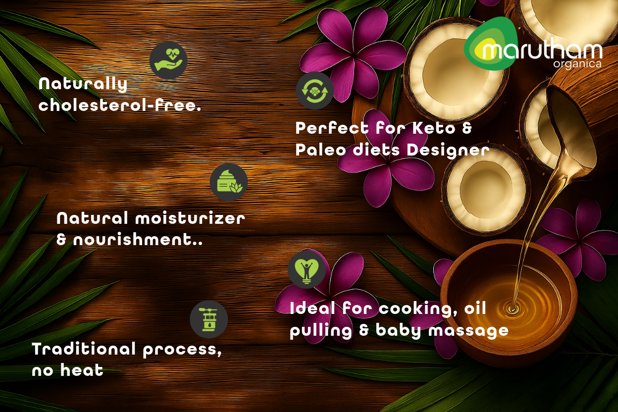 Authentic Organic Wood Cold-Pressed Coconut Oil 1L