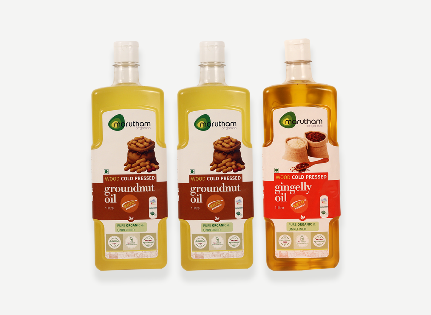 Organic Heart & Immunity Oil Combo (2 Groundnut + 1 Gingelly, 1L Each)