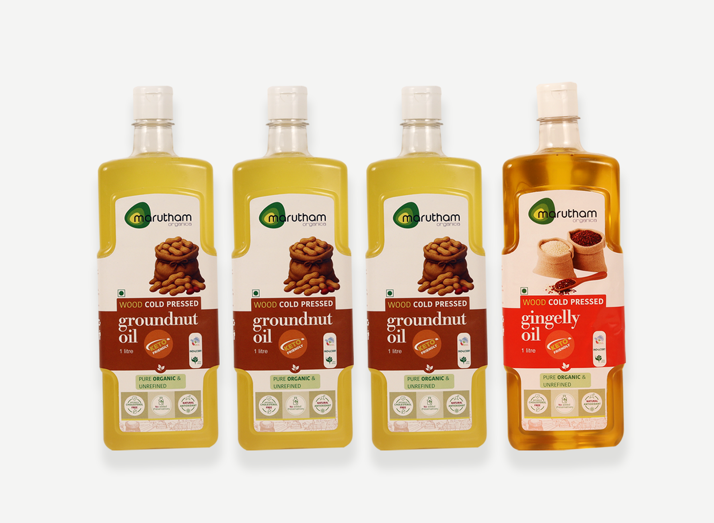 Organic Heart & Tradition Combo (3 Groundnut + 1 Gingelly, 1L Each)