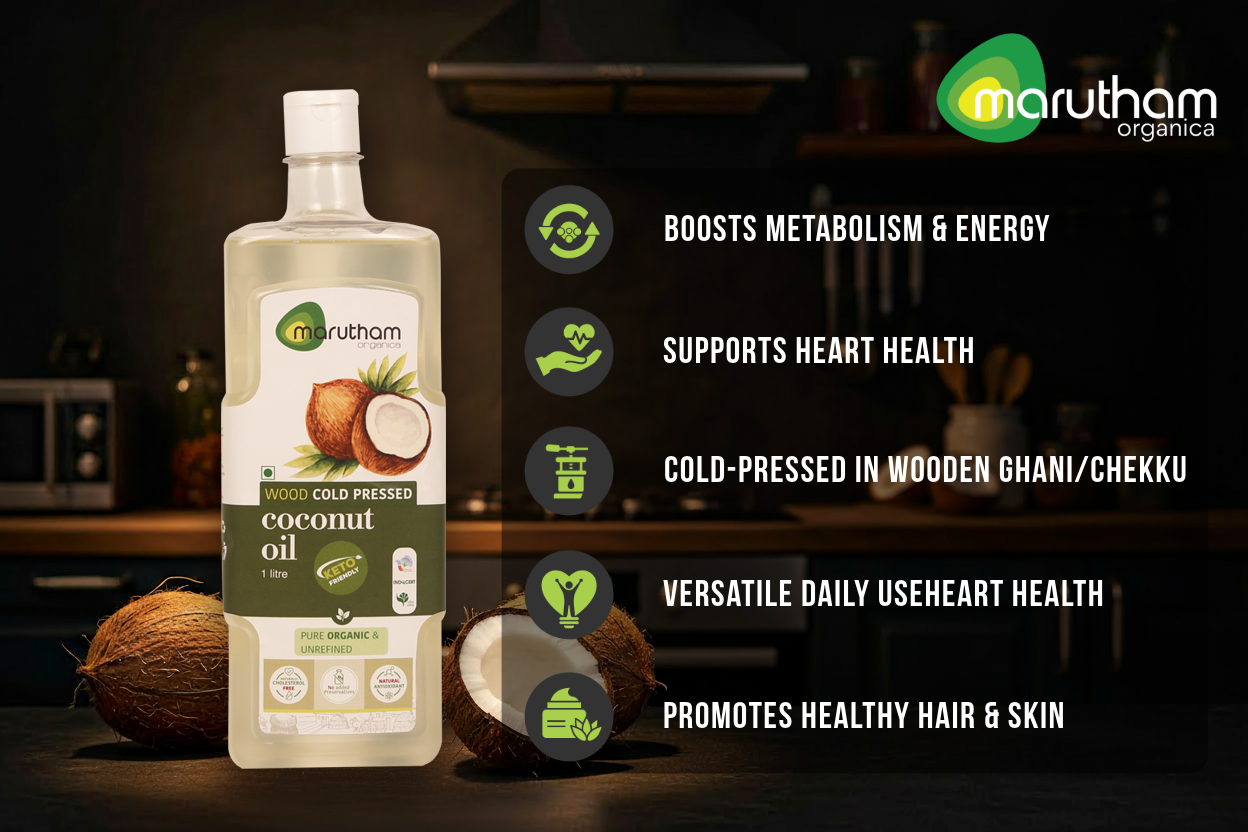 Organic Family Value Pack – Groundnut & Coconut Oils (4 Bottles) (3 Groundnut + 1 Coconut, 1L Each)