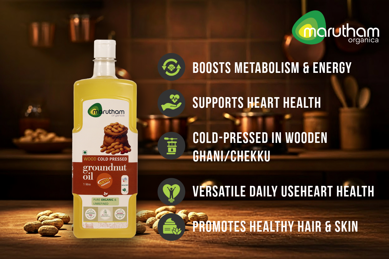 Authentic Organic Wood Cold-Pressed Groundnut (Peanut) Oil 1L