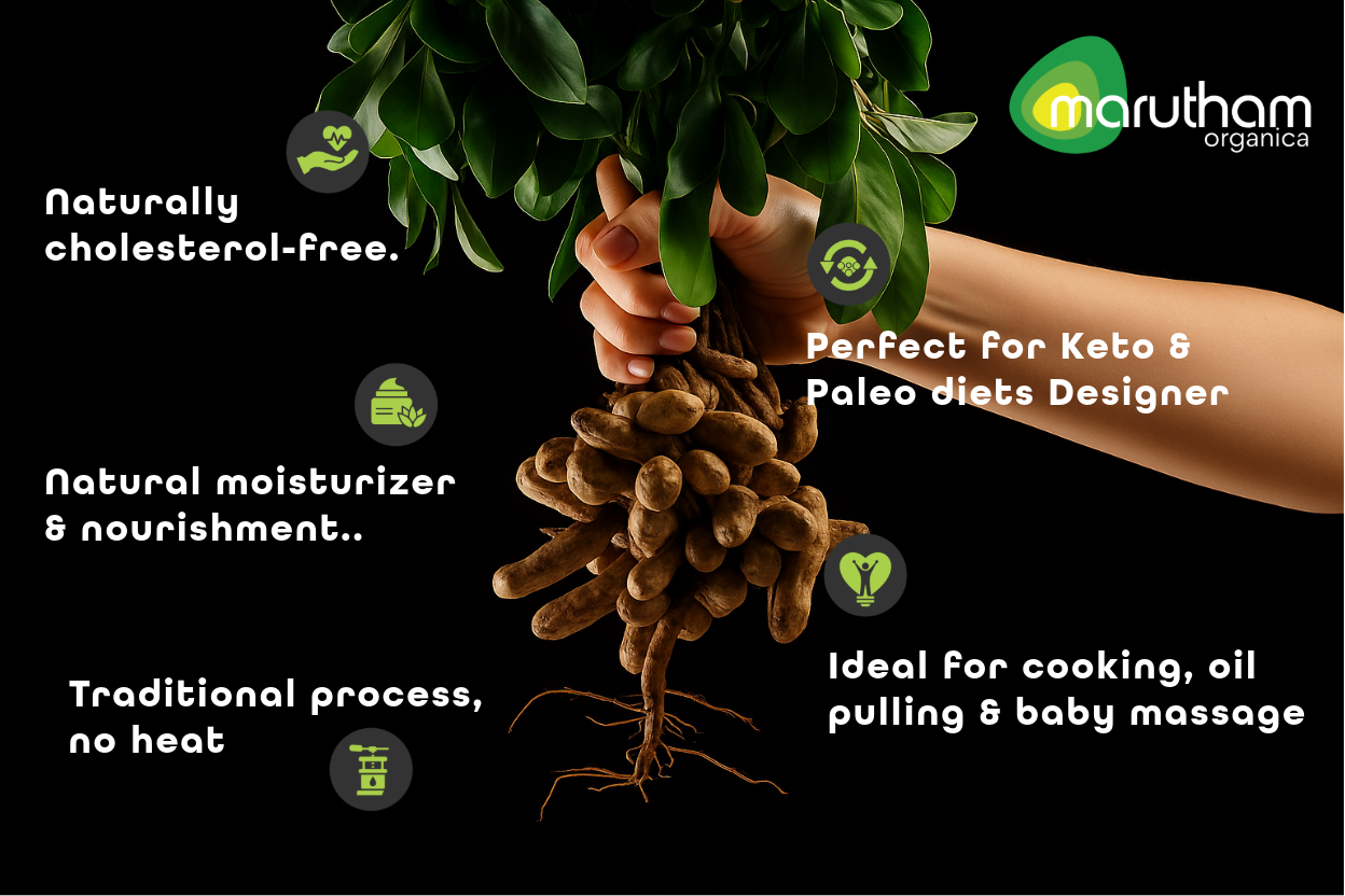 Organic Mega Kitchen Oil Pack – Groundnut, Gingelly & Coconut (5× 1L) (3 Groundnut + 1 Gingelly + 1 Coconut, 1L Each)